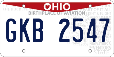 OH license plate GKB2547