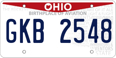 OH license plate GKB2548