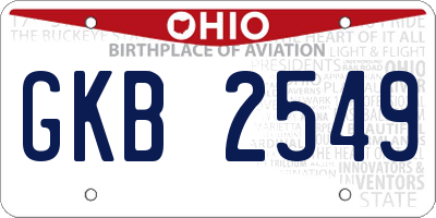 OH license plate GKB2549