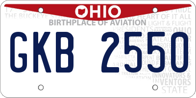 OH license plate GKB2550