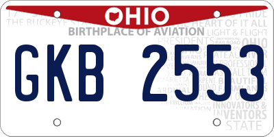 OH license plate GKB2553
