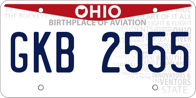 OH license plate GKB2555