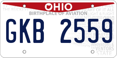 OH license plate GKB2559