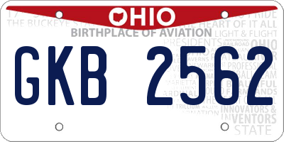 OH license plate GKB2562