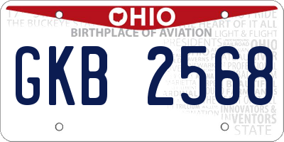 OH license plate GKB2568