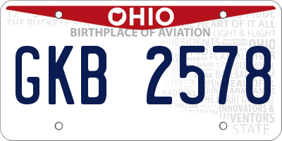 OH license plate GKB2578