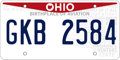 OH license plate GKB2584