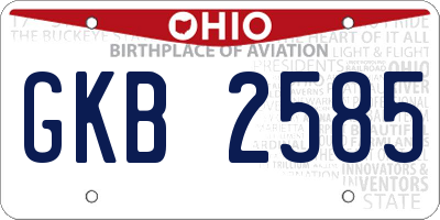 OH license plate GKB2585