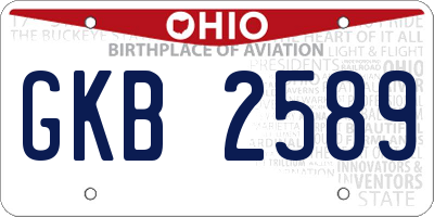 OH license plate GKB2589