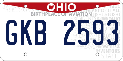 OH license plate GKB2593