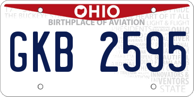 OH license plate GKB2595