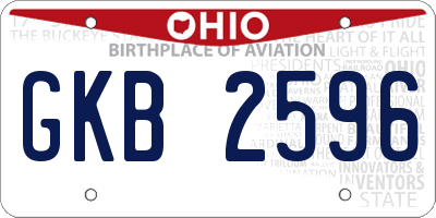 OH license plate GKB2596