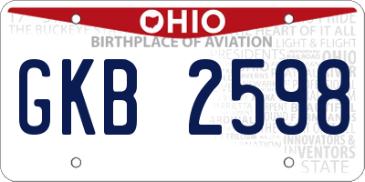 OH license plate GKB2598