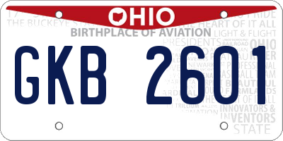 OH license plate GKB2601