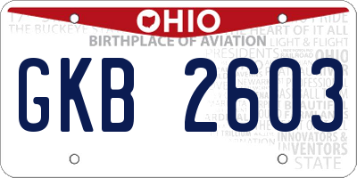 OH license plate GKB2603