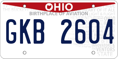 OH license plate GKB2604