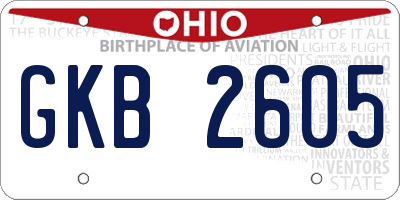 OH license plate GKB2605