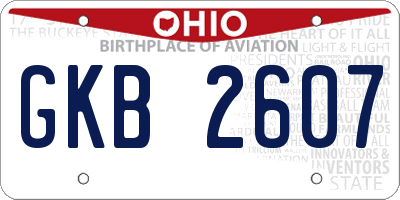 OH license plate GKB2607