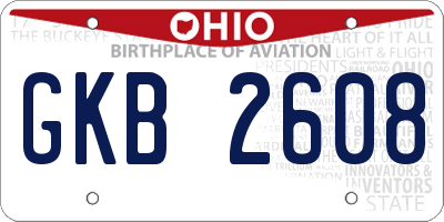 OH license plate GKB2608