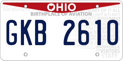 OH license plate GKB2610
