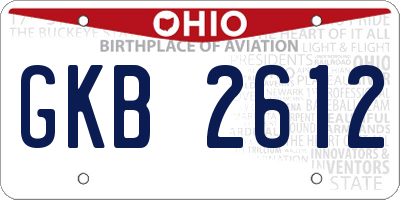 OH license plate GKB2612