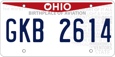 OH license plate GKB2614