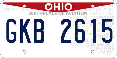 OH license plate GKB2615
