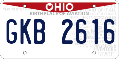OH license plate GKB2616