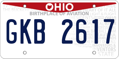 OH license plate GKB2617