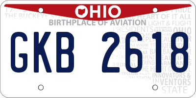 OH license plate GKB2618
