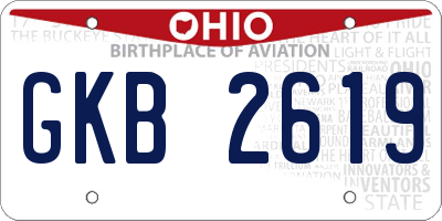 OH license plate GKB2619