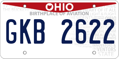 OH license plate GKB2622