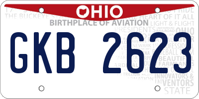 OH license plate GKB2623