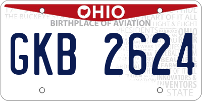 OH license plate GKB2624