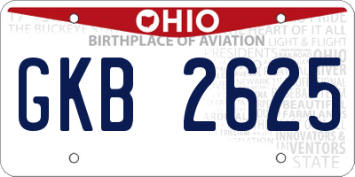 OH license plate GKB2625