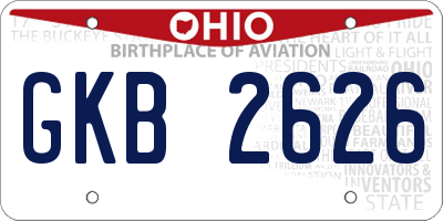 OH license plate GKB2626