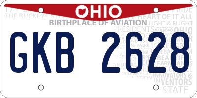 OH license plate GKB2628
