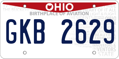OH license plate GKB2629