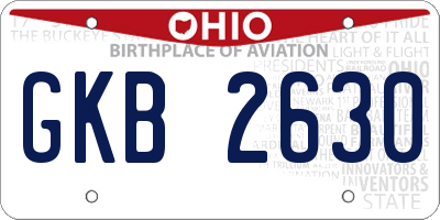OH license plate GKB2630