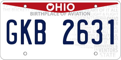 OH license plate GKB2631