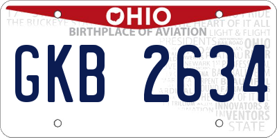 OH license plate GKB2634