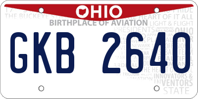 OH license plate GKB2640