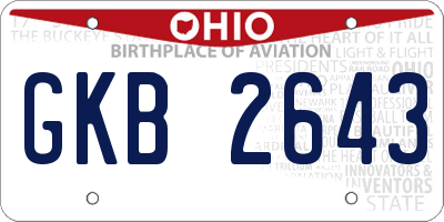 OH license plate GKB2643