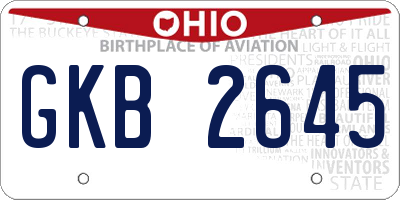 OH license plate GKB2645
