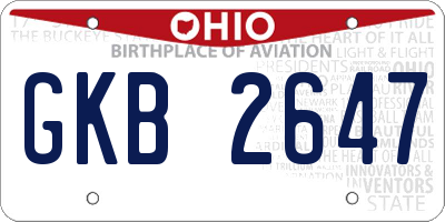 OH license plate GKB2647