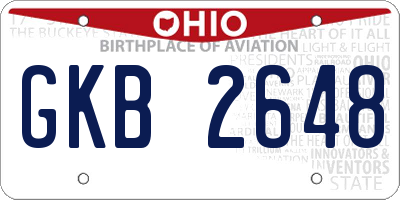OH license plate GKB2648