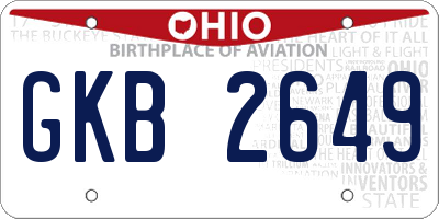 OH license plate GKB2649