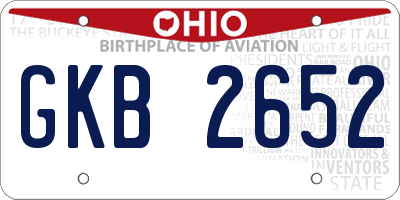 OH license plate GKB2652
