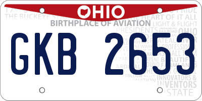 OH license plate GKB2653