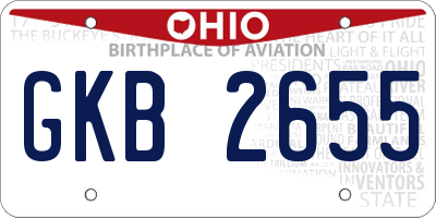 OH license plate GKB2655